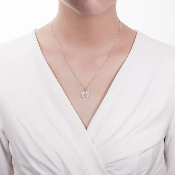 Necklaces BERRICLE Angel Wings CZ Necklace in Sterling Silver