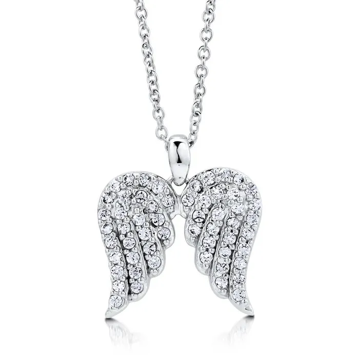 Necklaces BERRICLE Angel Wings CZ Necklace in Sterling Silver