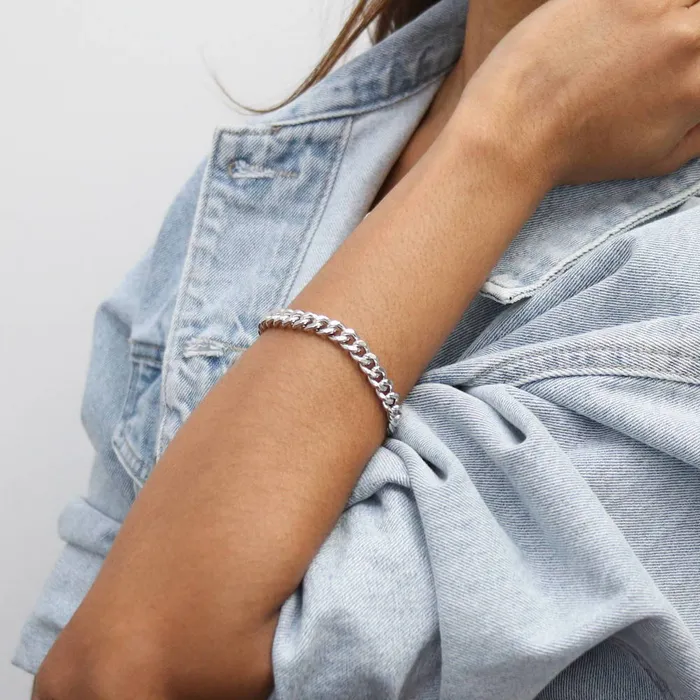 Necklaces BERRICLE Curb Chain Bracelet and Necklace in SilverTone 2 Piece