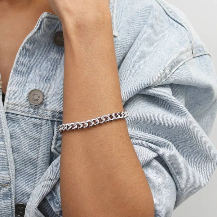 Necklaces BERRICLE Curb Chain Bracelet and Necklace in SilverTone 2 Piece