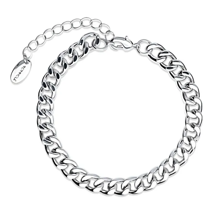 Necklaces BERRICLE Curb Chain Bracelet and Necklace in SilverTone 2 Piece