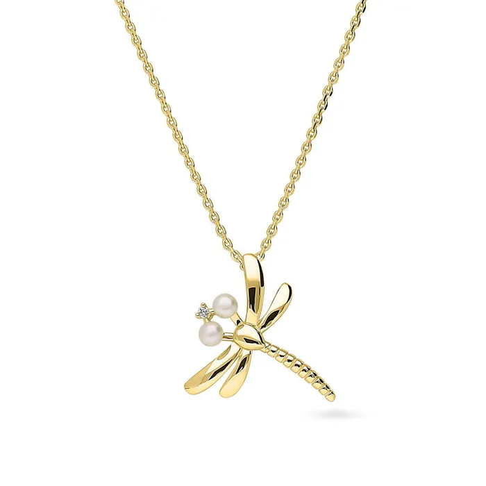 Necklaces BERRICLE Dragonfly Button Cultured Pearl Necklace in Sterling Silver Necklaces BERRICLE Dragonfly Button Cultured Pearl Necklace in Sterling Silver