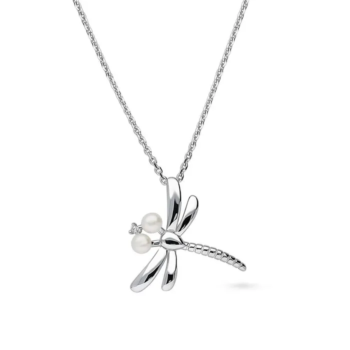 Necklaces BERRICLE Dragonfly Button Cultured Pearl Necklace in Sterling Silver