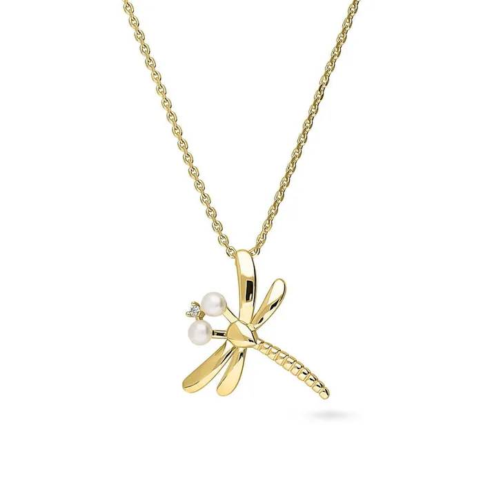 Necklaces BERRICLE Dragonfly Button Cultured Pearl Necklace in Sterling Silver