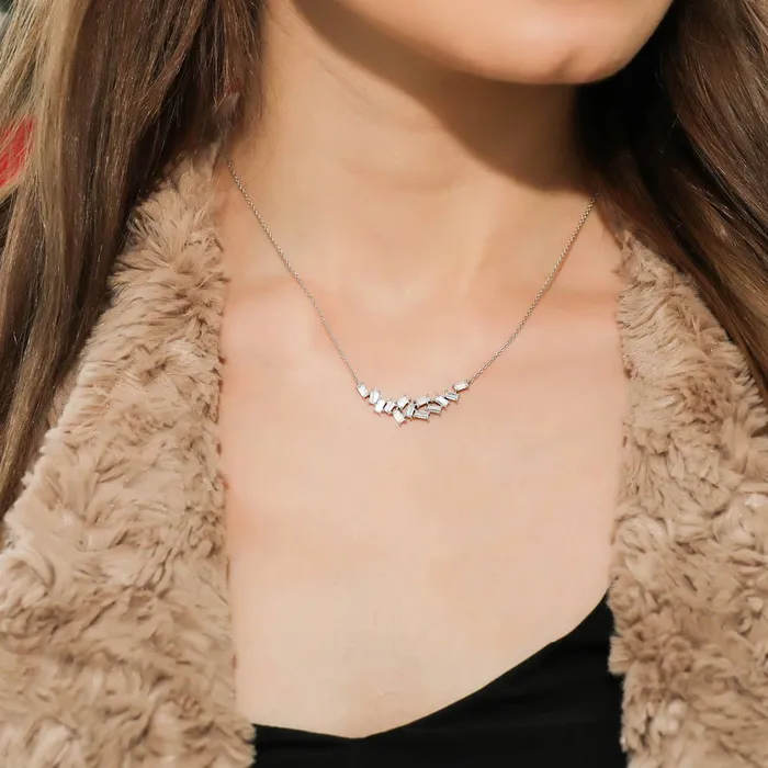 Necklaces Cluster Bar CZ Necklace in Sterling Silver BERRICLE