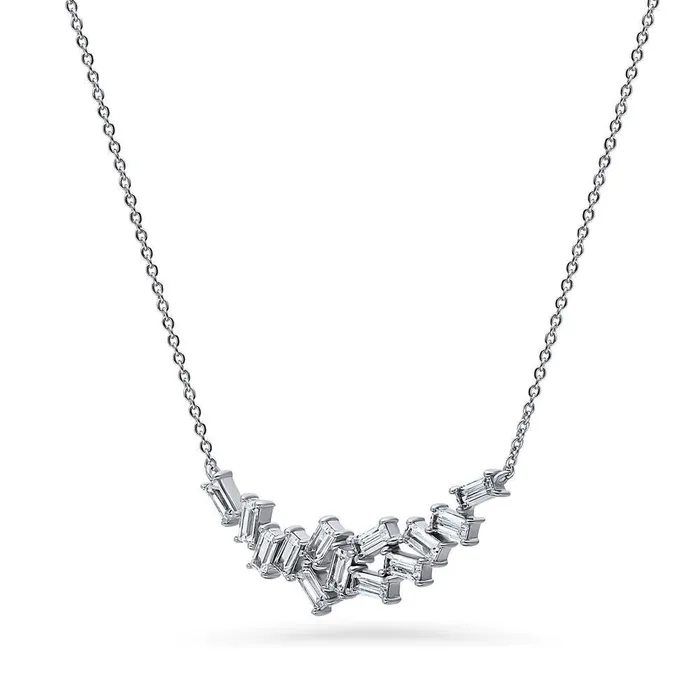 Necklaces Cluster Bar CZ Necklace in Sterling Silver BERRICLE