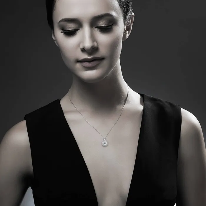 Necklaces Halo Cushion CZ Necklace in Sterling Silver BERRICLE