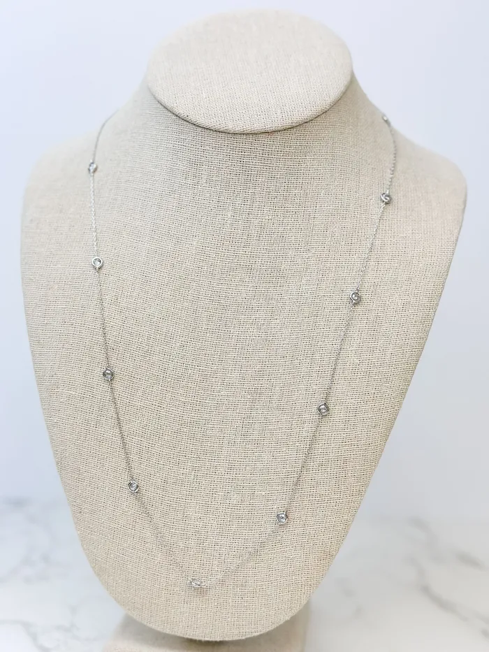 Necklaces Prep Obsessed BI Sterling Silver Pave Station Necklace