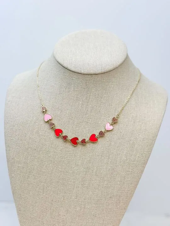 Necklaces Sparkling Enamel Heart Statement Necklace Prep Obsessed PR