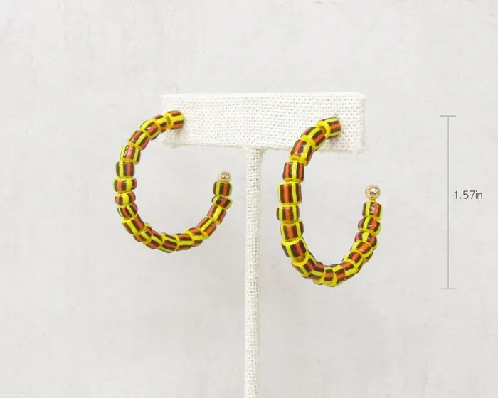 Orange Yellow Striped Open Hoop Earrings Prep Obsessed RS Earrings
