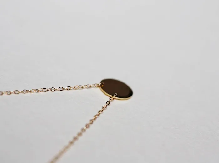 Personalized Disc Small Gold Necklace Capucinne Necklaces