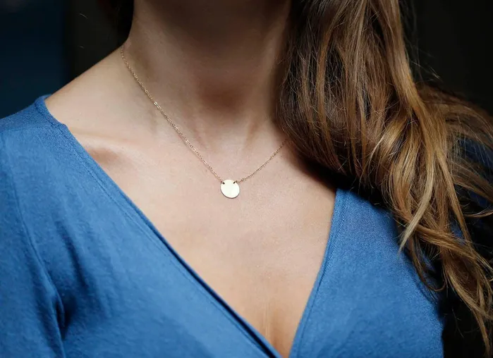 Personalized Disc Small Gold Necklace Capucinne Necklaces