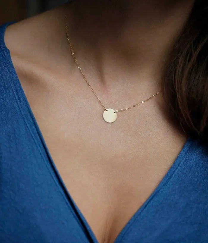 Personalized Disc Small Gold Necklace Capucinne Necklaces