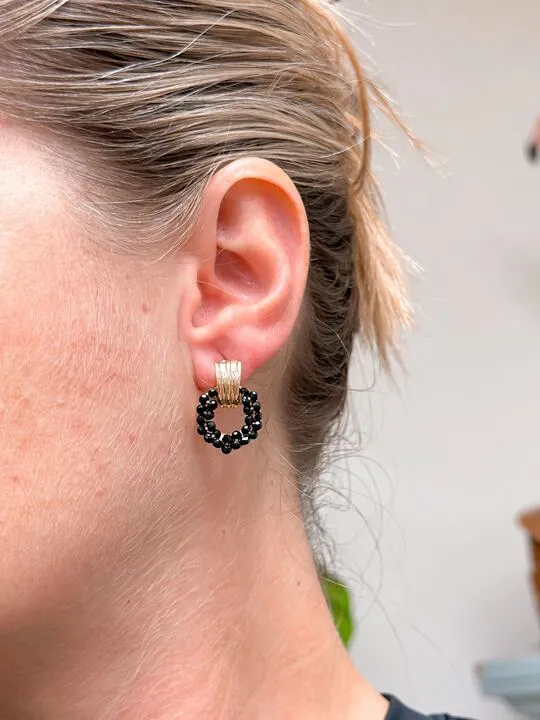 Petite Beaded Drop Earrings Jet Prep Obsessed CT Earrings