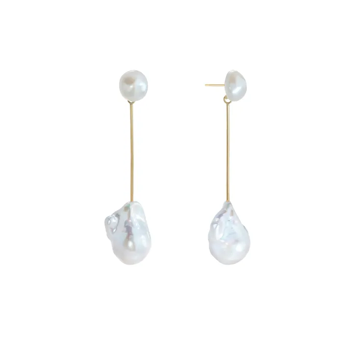 Petunia Pearl Earring Pearl Vermeil on Sterling Silver Shashi Earrings