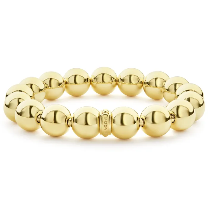 PreStyled Sets Caviar Gold 18K Gold Bead Bracelet 12mm Lagos