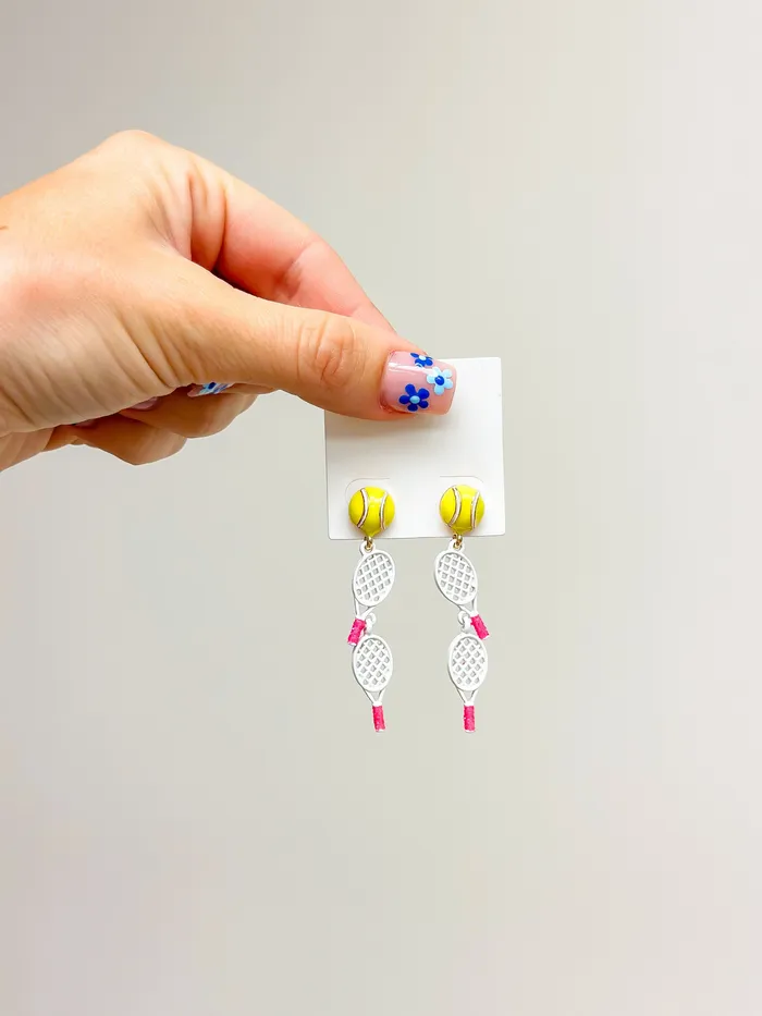 Prep Obsessed ESS Earrings Tennis Racket Layered Dangle Earrings