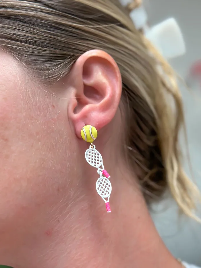 Prep Obsessed ESS Earrings Tennis Racket Layered Dangle Earrings