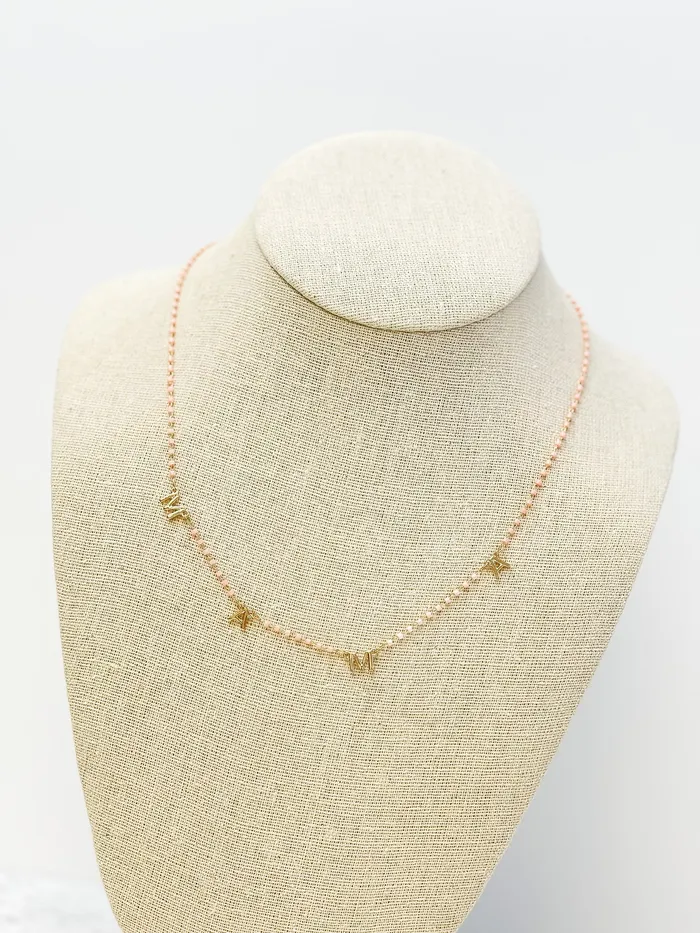 Prep Obsessed ESS Necklaces Mama Chain Necklace Light Pink