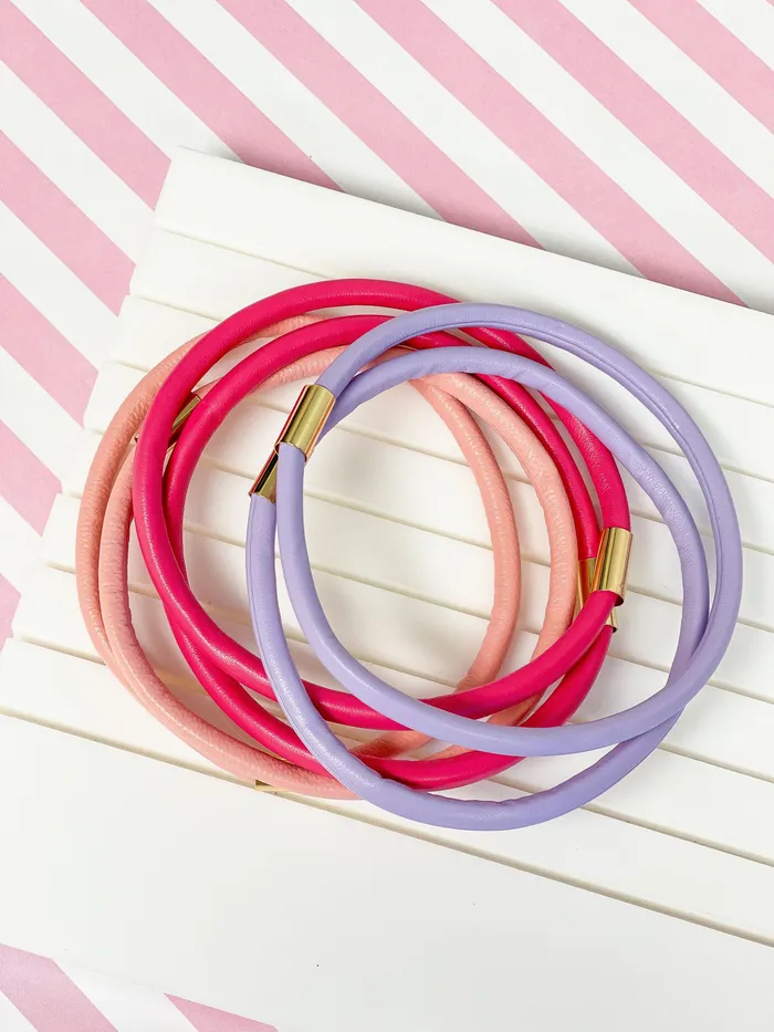 Prep Obsessed PR Bracelets FauxLeather Band Bracelet Set Pink