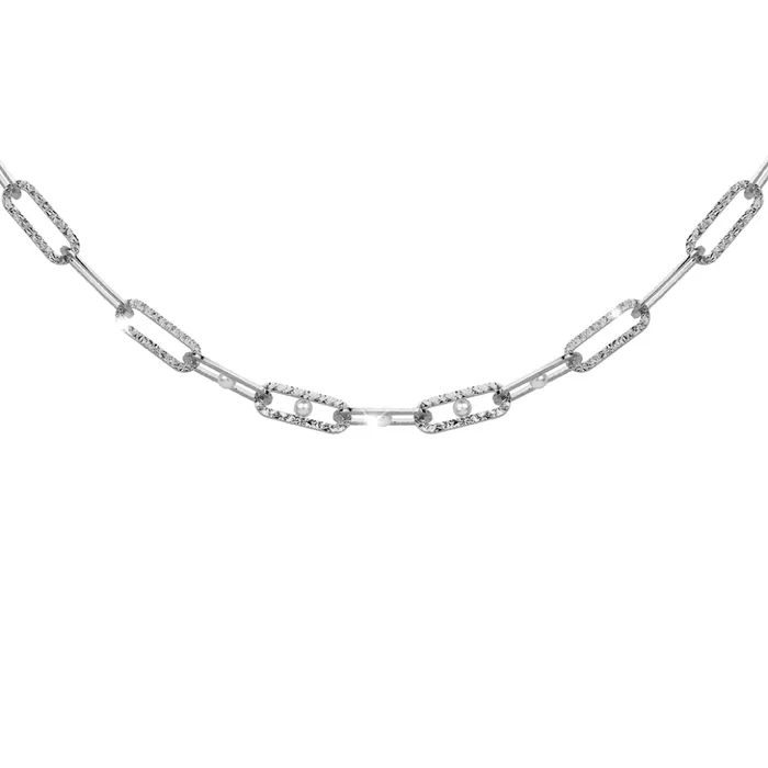 RZero Pearl Woman Necklace In Rhodium Bronze With Pearls Rebecca Rebecca Necklaces RZero Pearl Woman Necklace In Rhodium Bronze With Pearls Rebecca Rebecca Necklaces