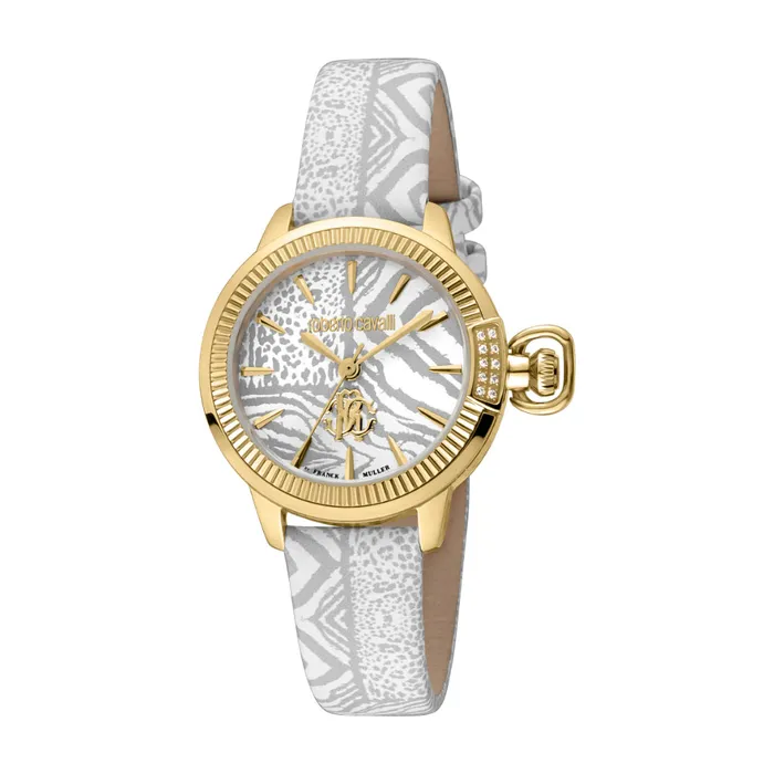 Roberto Cavalli by Franck Muller Womens Watch Gold Case and Silver Dial Roberto Cavalli Watches Roberto Cavalli by Franck Muller Womens Watch Gold Case and Silver Dial Roberto Cavalli Watches