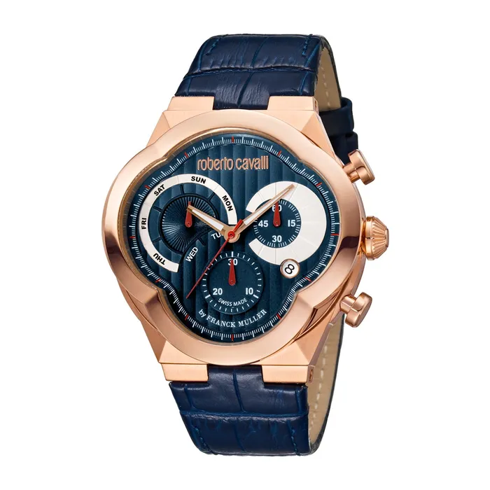 Roberto Cavalli Roberto Cavalli MenS Watch With Blue Leather Strap Watches Roberto Cavalli Roberto Cavalli MenS Watch With Blue Leather Strap Watches