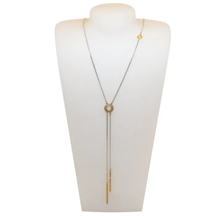 Rochas Necklaces Rochas Ladies Necklace Silver Color With Ip Gold Dangling Pendant Stone Rochas Necklaces Rochas Ladies Necklace Silver Color With Ip Gold Dangling Pendant Stone