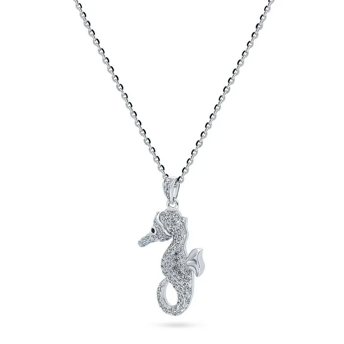 Seahorse CZ Pendant Necklace in Sterling Silver BERRICLE Necklaces