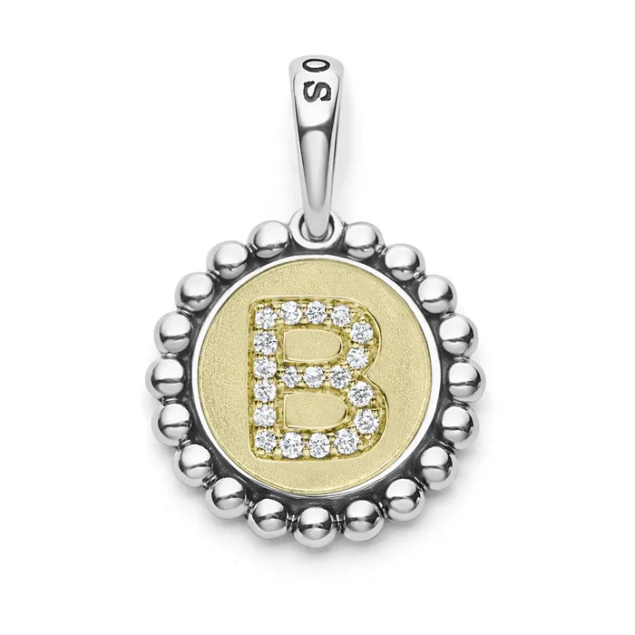 Signature Caviar Diamond B Initial Charm lagosdev Charm Necklaces