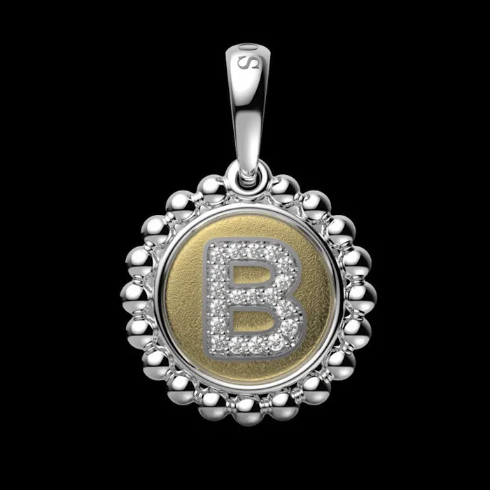 Signature Caviar Diamond B Initial Charm lagosdev Charm Necklaces Signature Caviar Diamond B Initial Charm lagosdev Charm Necklaces