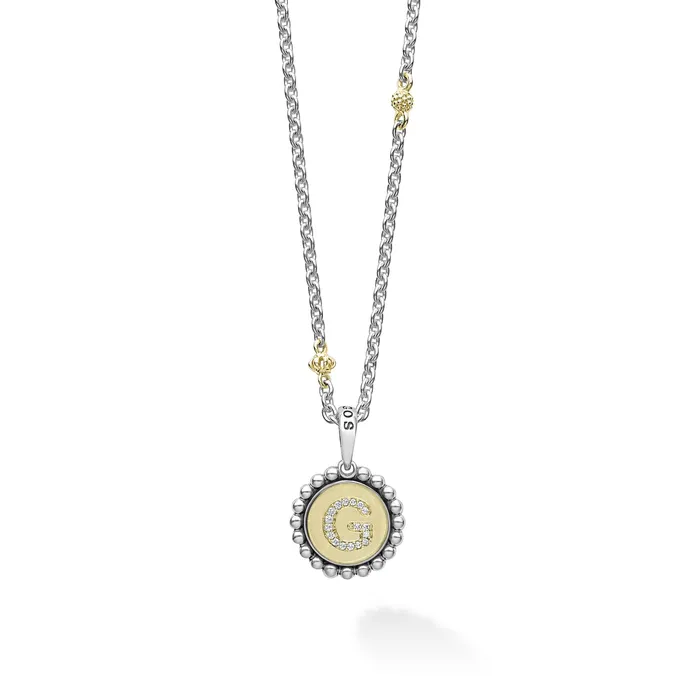 Signature Caviar G Initial Diamond Charm Necklace LAGOS Necklaces