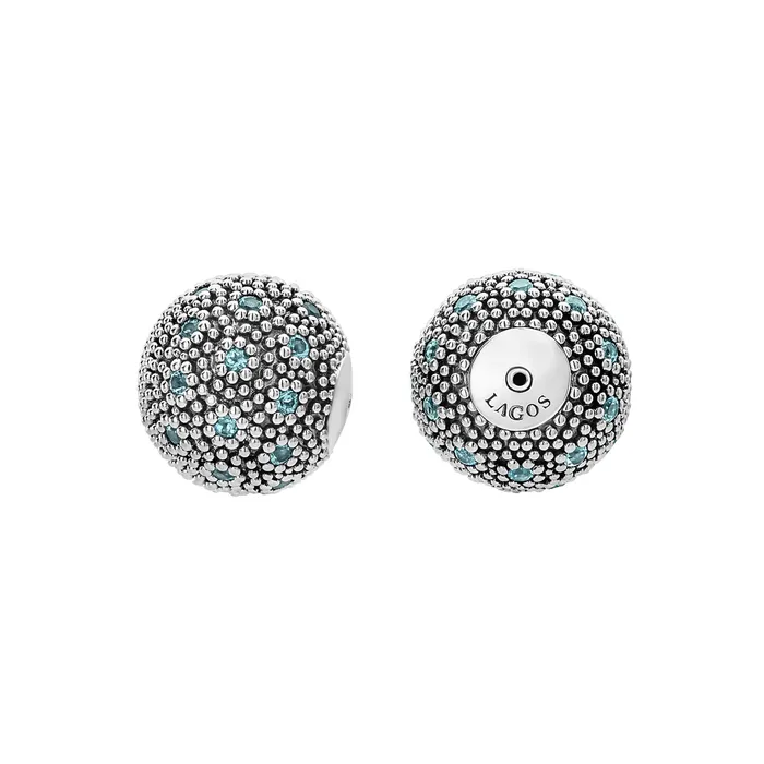 Signature Caviar Swiss Blue Topaz Earring Backs Lagos Earrings