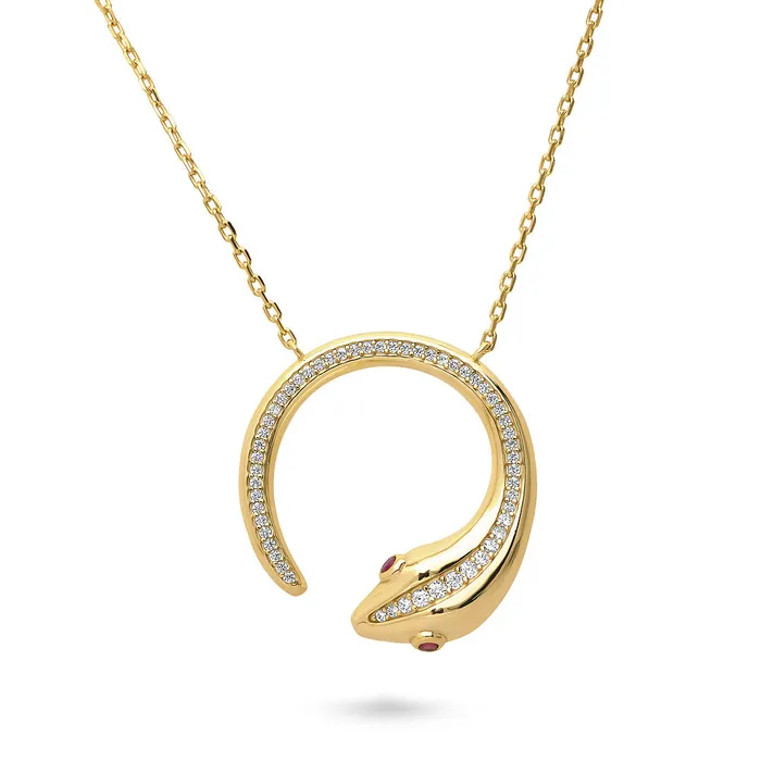 Snake CZ Medium Necklace in Sterling Silver BERRICLE Necklaces