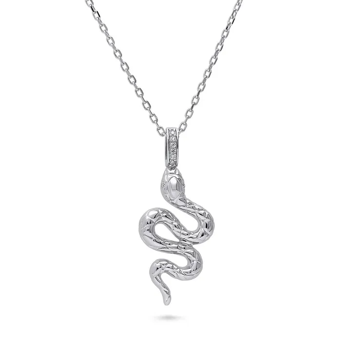 Snake CZ Medium Necklace in Sterling Silver BERRICLE Necklaces