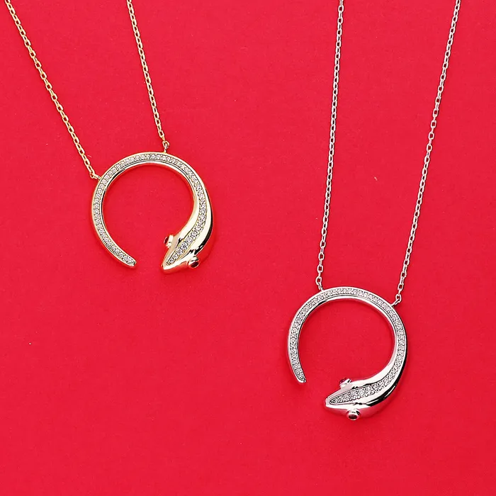 Snake CZ Medium Necklace in Sterling Silver BERRICLE Necklaces