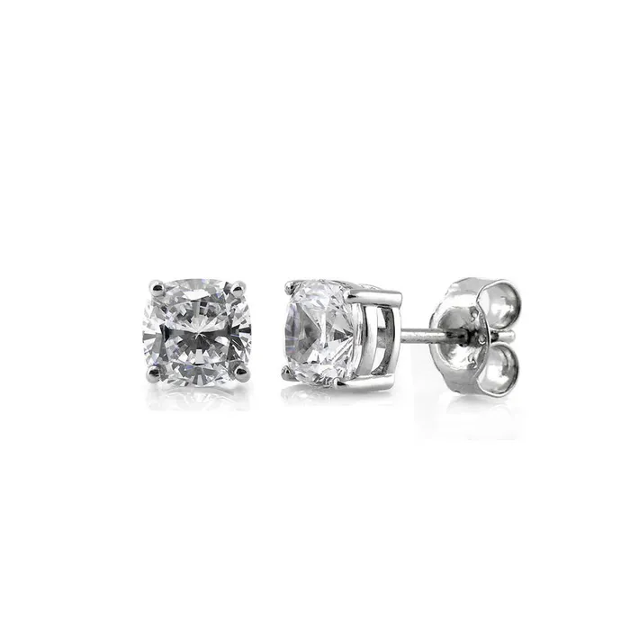 Solitaire Cushion CZ Set in Sterling Silver BERRICLE Earrings