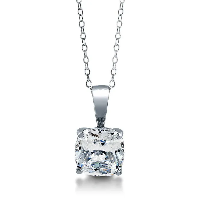 Solitaire Cushion CZ Set in Sterling Silver BERRICLE Earrings