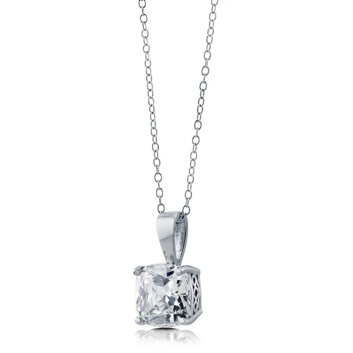 Solitaire Cushion CZ Set in Sterling Silver BERRICLE Earrings