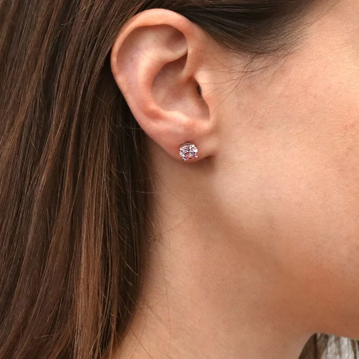 Solitaire Morganite Color CZ Stud Earrings in Sterling Silver BERRICLE Earrings