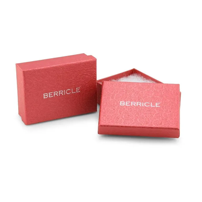 Solitaire Red Princess CZ Earrings in Sterling Silver 24ct BERRICLE Earrings