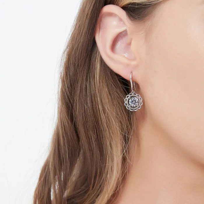 Solitaire Woven 25ct CZ Fish Hook Earrings in Sterling Silver BERRICLE Earrings