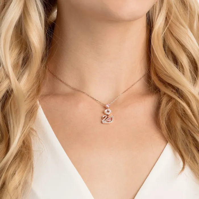Swarovski Dazzling Swan Y Necklace MultiColored RoseGold Tone Swarovski Necklaces Swarovski Dazzling Swan Y Necklace MultiColored RoseGold Tone Swarovski Necklaces