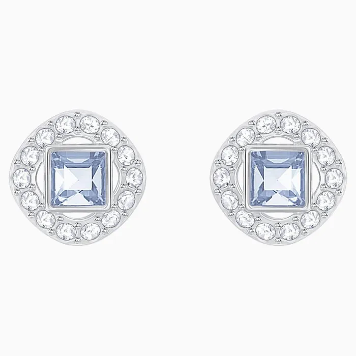 Swarovski Earrings Swarovski Angelic Square Pierced Earrings Blue Rhodium Plated