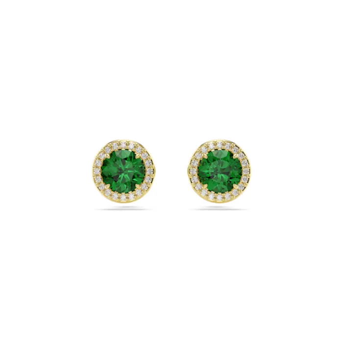 Swarovski Earrings Swarovski Una Stud Earrings Round cut Pav Green Goldtone plated Swarovski Earrings Swarovski Una Stud Earrings Round cut Pav Green Goldtone plated