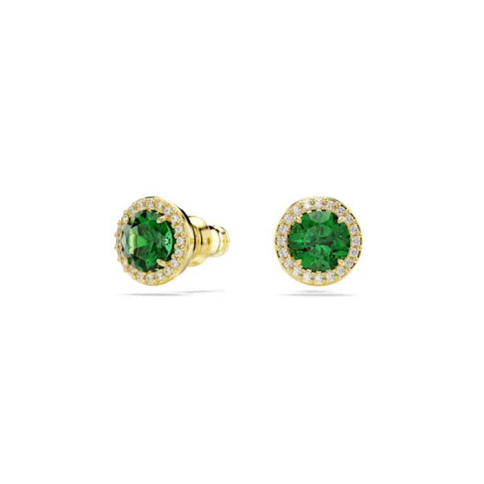 Swarovski Earrings Swarovski Una Stud Earrings Round cut Pav Green Goldtone plated Swarovski Earrings Swarovski Una Stud Earrings Round cut Pav Green Goldtone plated
