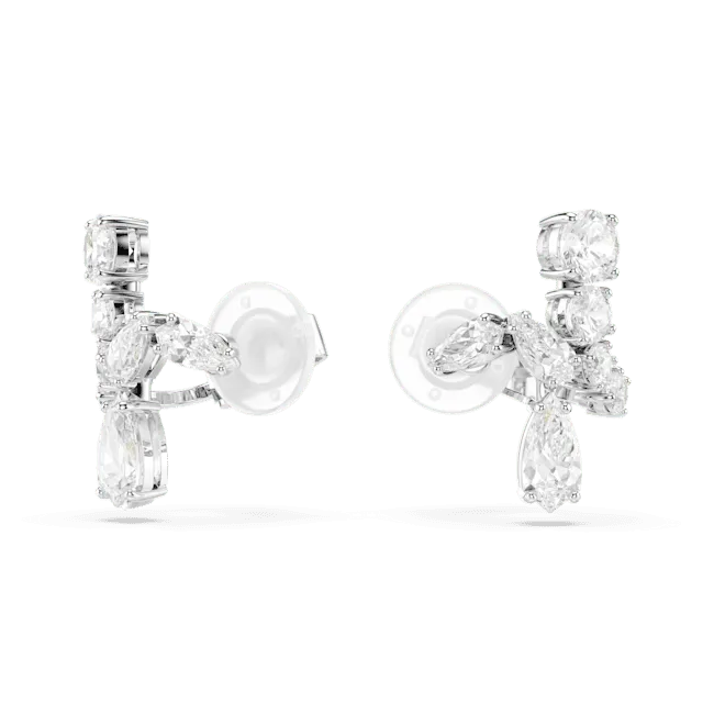 Swarovski Matrix Clip Earrings Mixed cuts White Rhodium plated Swarovski Earrings