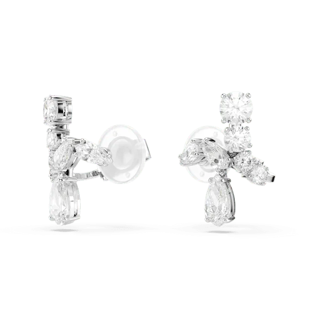 Swarovski Matrix Clip Earrings Mixed cuts White Rhodium plated Swarovski Earrings