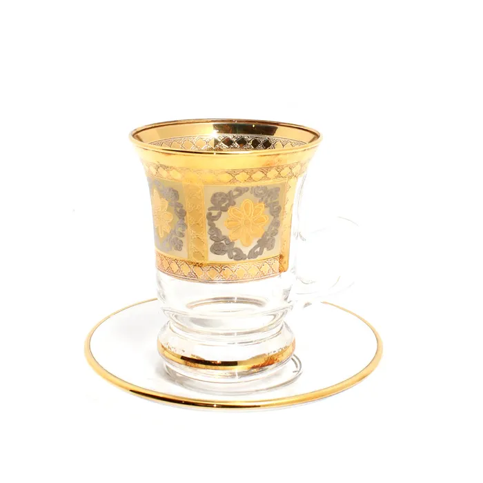 Timon Gift Box Of 6 Pcs Mantegna Tea Cup And Saucer IvoryPlatinumGold Timon Necklaces Timon Gift Box Of 6 Pcs Mantegna Tea Cup And Saucer IvoryPlatinumGold Timon Necklaces