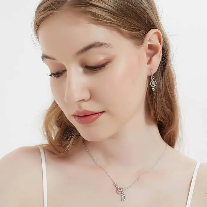 Treble Clef Music Note Lariat Necklace in Sterling Silver BERRICLE Necklaces